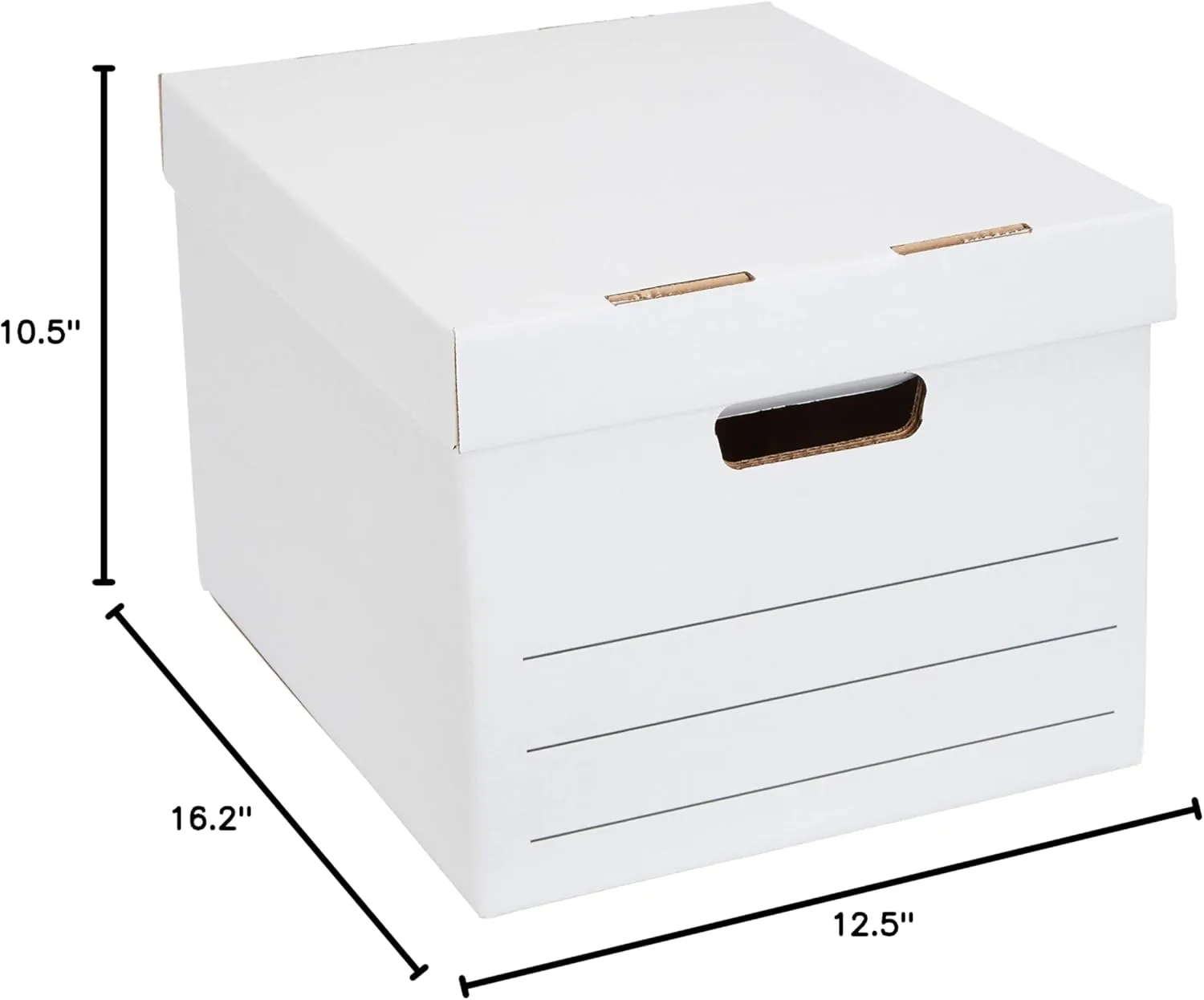 Amazon Basics Medium Duty Storage/Filing Boxes With Lid and Handles, Legal/Letter Size, 12-Pack, White, 16.2" L x 12.5" W x 10.5" H