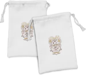 Ambesonne I Love You More Fabric Pouch Set of 2, Drawing of a Jar with Floral Swirls Valentines Day Art Inspiration, Small Drawstring Bag for Toiletries Masks and Favors, 9" x 6", Peach Blush Brown