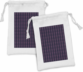 Ambesonne Feminist Fabric Pouch Set of 2, Simplistic Venus Mirror and Fist as Repeating Pattern Theme, Small Drawstring Bag for Toiletries Masks and Favors, 9" x 6", Mauve Taupe and Indigo
