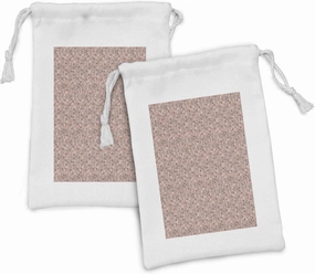Ambesonne Floral Fabric Pouch Set of 2, Spring Petal Swirled Branch Blossom Nature Beauty Essence Vibrant Image, Small Drawstring Bag for Toiletries Masks and Favors, 9" x 6", Mauve Salmon Dried Rose