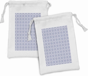 Ambesonne Mandala Fabric Pouch Set of 2, Yoga Cultural Ornaments in Pastel Colors Entangled Lines Flowers, Small Drawstring Bag for Toiletries Masks and Favors, 9" x 6", Lilac Blue White