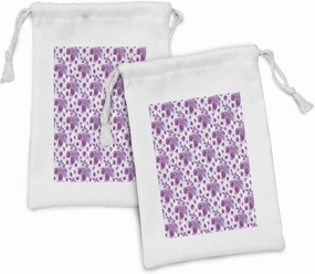 Ambesonne Mauve Fabric Pouch Set of 2, Vibrant Raspberries Branches Leaves Freshening Nature Fruit Art Illustration, Small Drawstring Bag for Toiletries Masks and Favors, 9" x 6", Violet and Purple