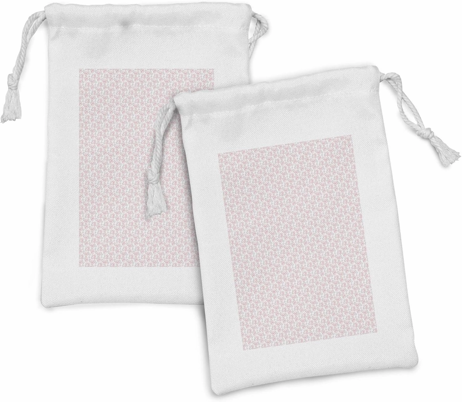 Ambesonne Roses Fabric Pouch Set of 2, Romantic Valentine's Day Pattern in Pastel Tones, Small Drawstring Bag for Toiletries Masks and Favors, 9" x 6", Rose Mauve