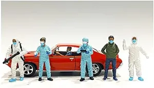 American Diorama 76267-76268-76269-76270-76271-76272 Hazmat Crew Figurine Set for 1-18 Scale Models Car - 6 Piece