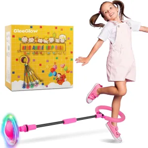 Ankle Skip Ball for Kids, Foldable Skip Ball Toy with Colorful Flash Wheel, Outside Toys for Kids, Gift for Girls & Boys Age 5 6 7 8 9 10 Years Old (Pink)