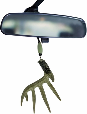 Antler Rear View Mirror Ornament, Whitetail Deer Shed Antler, Realistic Big Buck Antler Car Decor for Trucks, SUVs - Rustic Hunting Gift for Hunters, Dad, Brother, Friend