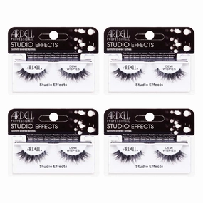 Ardell Studio Effects Demi Wispies False Eyelashes, Reusable, Natural-Looking Lashes for Everyday Wear, Black, 4 Pack