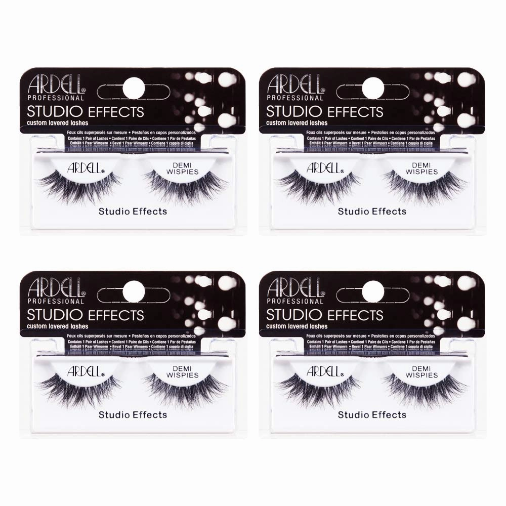 Ardell Studio Effects Demi Wispies False Eyelashes, Reusable, Natural-Looking Lashes for Everyday Wear, Black, 4 Pack