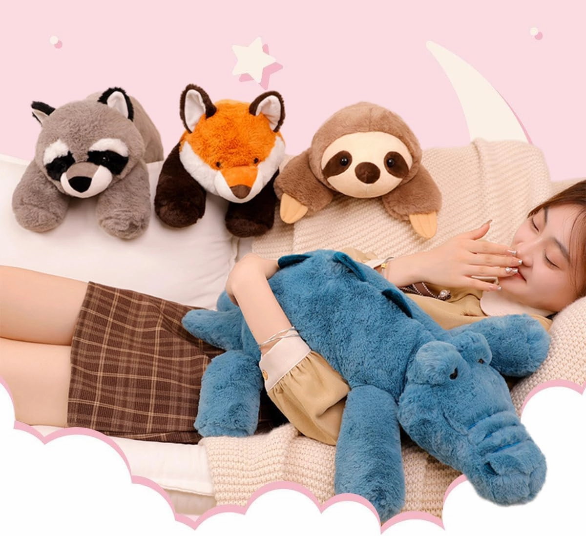 ARELUX Soft 18in Red Fox Stuffed Animals: Fox Plush Cute Cuddly Body Pillow Hug Sleeping Fluffy Wild Animal Toys Bed Decor Plushie Doll Friends Family Member
