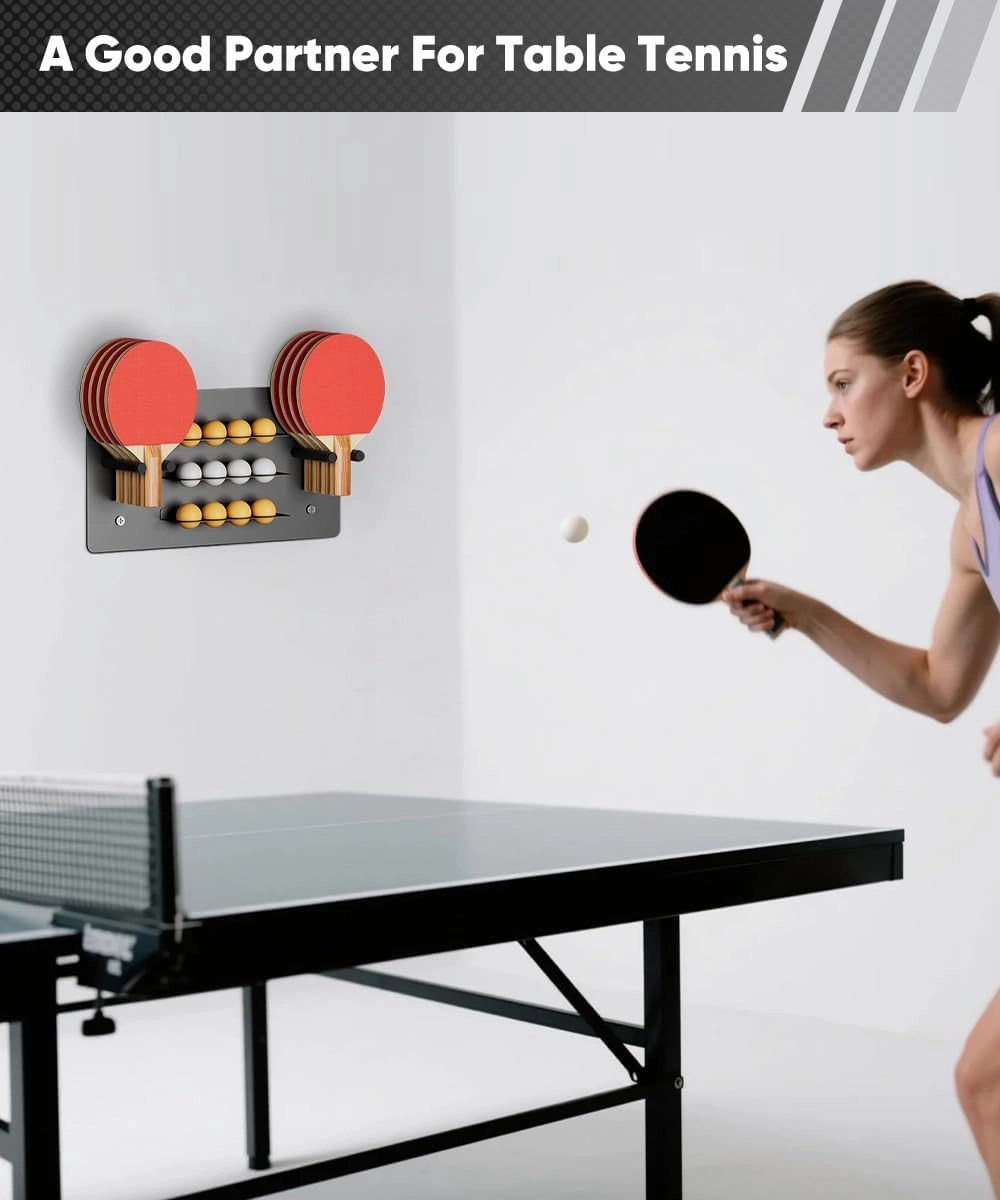Artibear Ping Pong Paddle Holder, Wall Mounted Metal Magnetic Table Tennis Storage Rack Holds