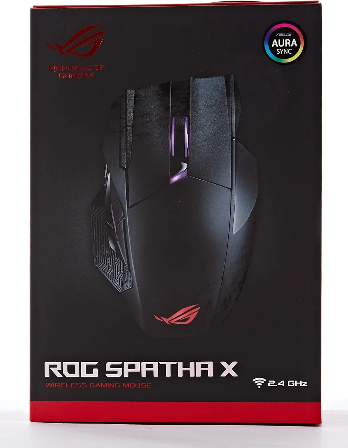 ASUS ROG Spatha X Wireless Gaming Mouse (Magnetic Charging Stand, 12 Programmable Buttons, 19,000 DPI, Push-fit Hot Swap Switch Sockets, ROG Micro Switches&Paracord and Aura RGB lighting),Black