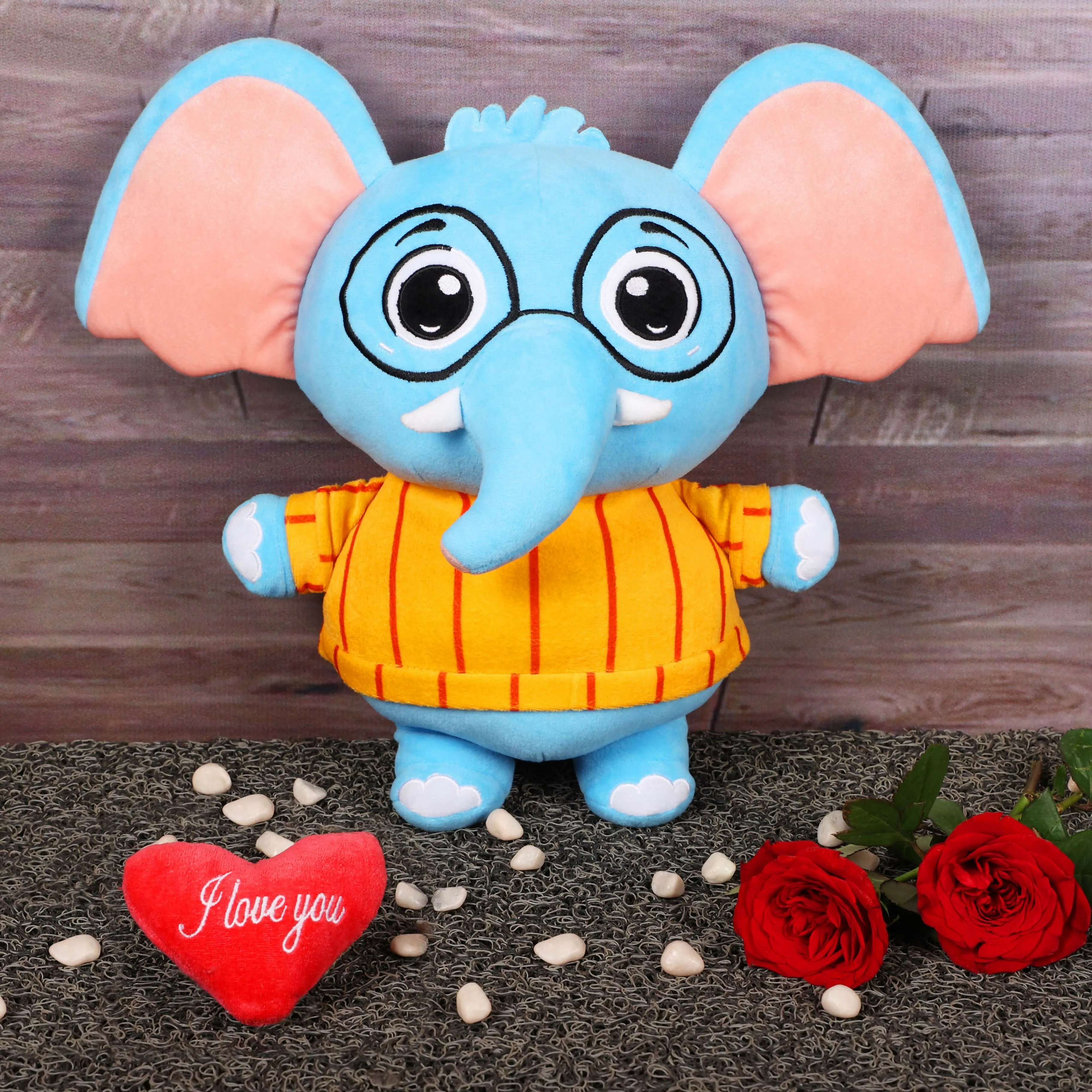 Aurbo Blue Elephant Soft Toy For Kids - Huggable Stuffed Animal (35 cm)
