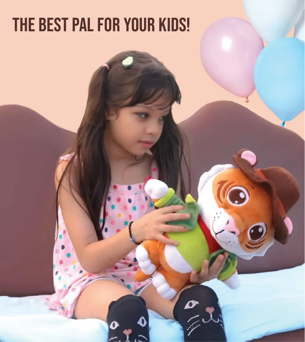 Aurbo Tiger Soft Toy For Kids | Huggable Stuffed Animal (35 cm)