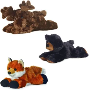 Aurora Maxa Moose Sullivan Black Bear Foxie Fox Mini Flopsie 8" Bundle