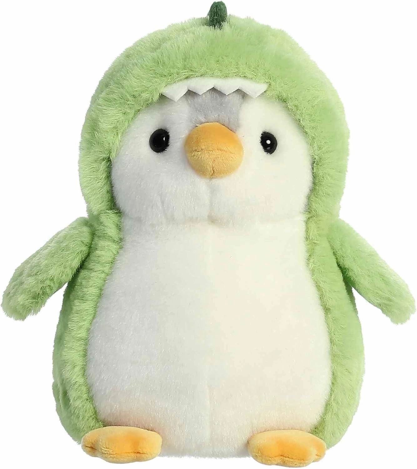 Aurora® Playful Pompom Penguin™ Dino Stuffed Animal - Vibrant Companions - Endless Fun - Green 7 Inches