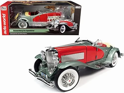 Auto 1935 Duesenberg SSJ Speedster Green Metallic with Enamel Red Coves 1/18 Diecast Model Car by Auto