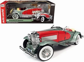 Auto 1935 Duesenberg SSJ Speedster Green Metallic with Enamel Red Coves 1/18 Diecast Model Car by Auto