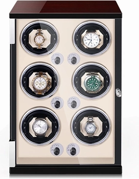 Automatic Watch Winder for Men's and Women's Watch Watch Rotator Box with LED Lights Quiet Motor Adjustable Watch Pillows Nice (Beige Pu 6 0)