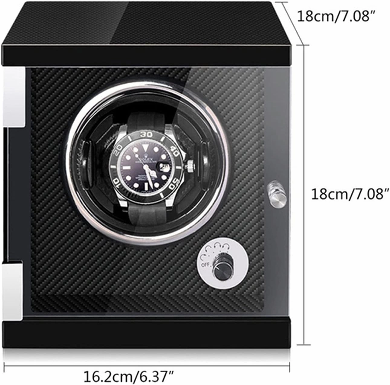 Automatic Watch Winder Watches in Wood Shell and Black Carbon Fiber Leather Watches Display Box with LED Lights Japanese Motor Open and Shut Down Featured (Carbon Fiber 1 0)
