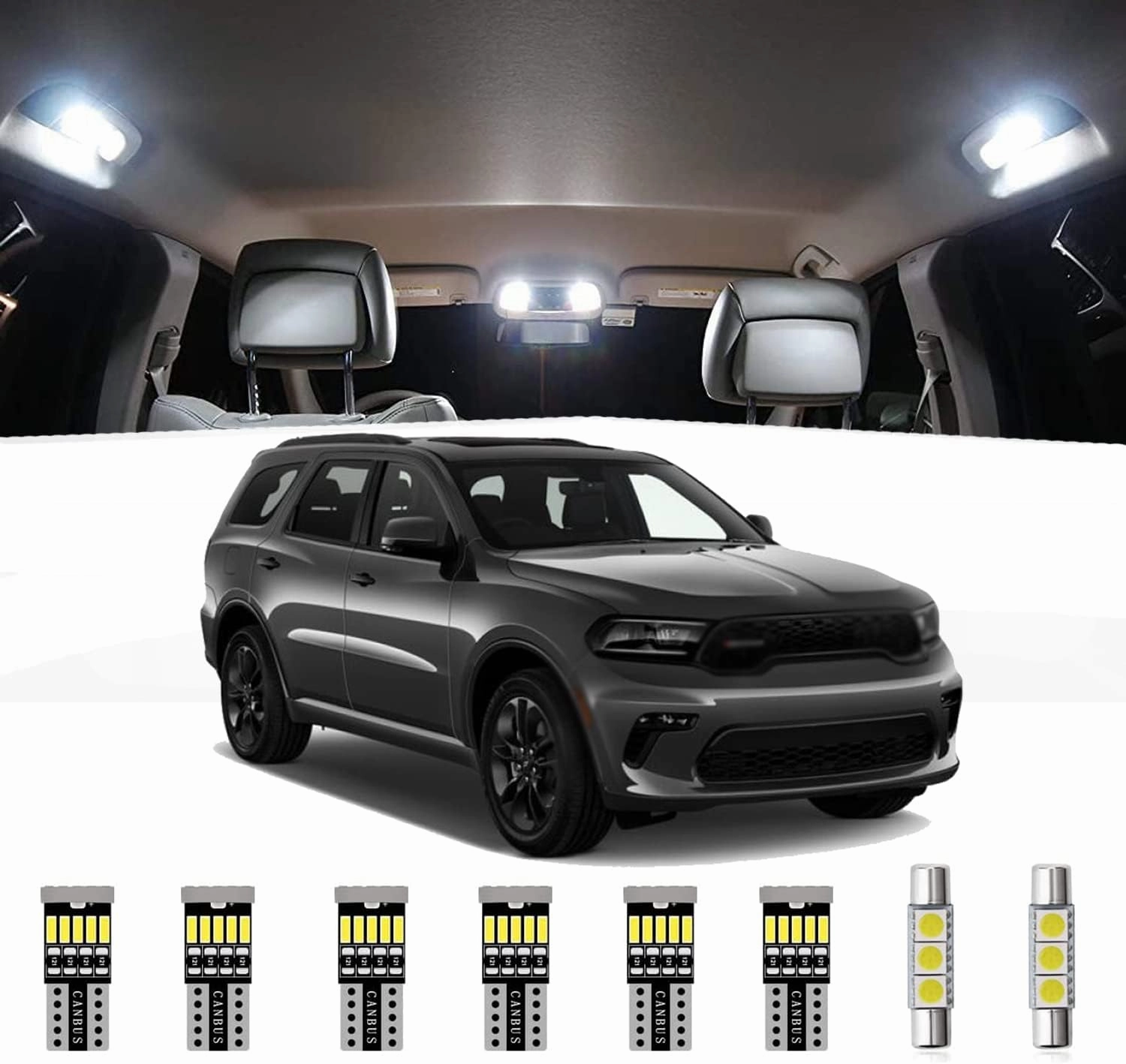 AWALITED 15pcs Durango Interior LED Lights Kit Super Bright LED Map Dome Light Bulbs for 2011 2012 2013 2014 2015 2016 2017 2018 2019 2020 Dodge Durango All Models