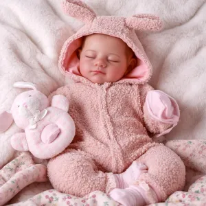 BABESIDE Reborn Baby Dolls - 20-Inch Ultra-Soft Full Cloth Body Realistic Baby Doll Lifelike Sleeping Hand-Painted Newborn Girl with Adorable Plush Bunny Outfit for Kids, Collectors