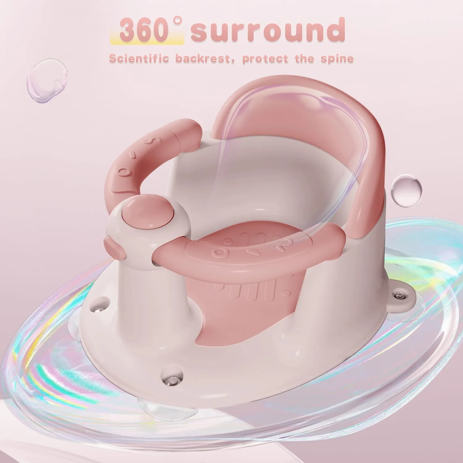 Baby Bath Seat for 6 Months & Up, Seats for Babies Sitting Up, 3 Toys, Open Design, Non-Slip, Compact Toddler Seat