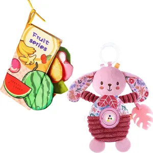 Baby Books 0-6 to 12 Months Tummy Time Toys for Infants 3-6 Month and Crib Hanging Stroller Car Seat Teething Toy Teether for Babies Newborn Girl Boy Shower Gifts