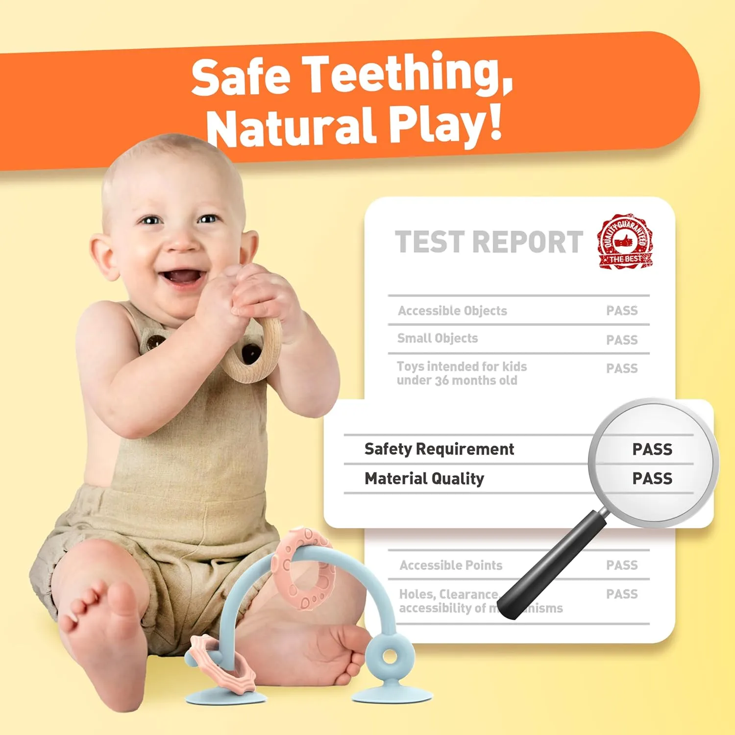 Baby Suction Cup Sensory Toy - Gentle 24hr Adhesion Montessori Sensory Teething Highchair Toy Gift for 0-6 6-12 Months Babies, Interactive Silicone Bath Teether Toys for Infants, Toddlers