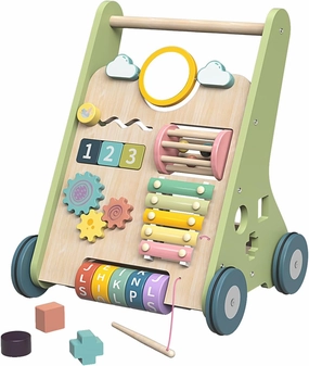 Baby Push Walker, Wooden Baby Walker with Wheels, Montessori Push Walker for Babies 6-12 Months, Push Walking Toys for Boys&Girls 1 Year Old, Gifts for Toddler