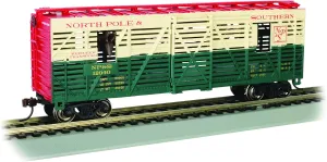 Bachmann Trains - 40' Animated Stock Car - Christmas NP&S® #12040 with Reindeer - HO Scale, Silver