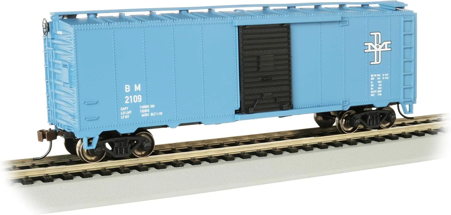 Bachmann Trains 40' Box Car - Boston & Maine #2109 - HO Scale, Protypical Blue