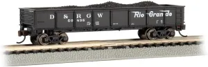 Bachmann Trains - 40' Gondola Car - D&RGW™ (Black) with Removable Coal Load - N Scale