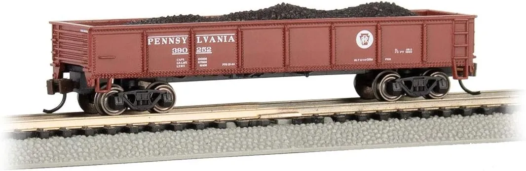 Bachmann Trains - 40' Gondola Car - PRR (Tuscan red) with Removable Coal Load- N Scale,Silver