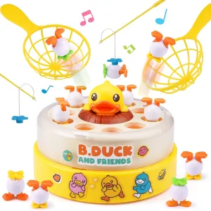 B.Duck Bounce Catch Game,Board Games,Fun Bounce & Catch Duck Toy, Interactive Family Game for 3-7 Year Olds, Party Game for Toddlers & Kids (Yellow)