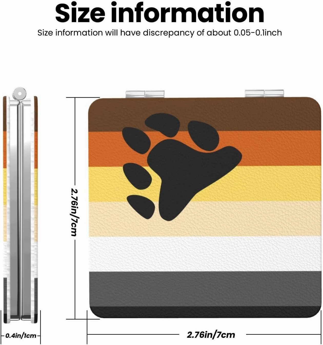 Bear Pride Footprint Flag Mini Makeup Mirror Portable Pocket Cosmetic Mirror Folding Compact Mirror