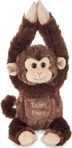 Bearington 12 in Tooth Fairy Door Hanger Stuffed Animal, Lil' Swings Monkey Tooth Holder, Fairy Doll with Pocket Pouch