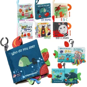 bebe mondo Fish Baby Crinkle Books with 6 PCs Educational Learning Toys for Newborn Babies Infants 0-6, 6-12 and 12-18 Months 1-2 Year Old