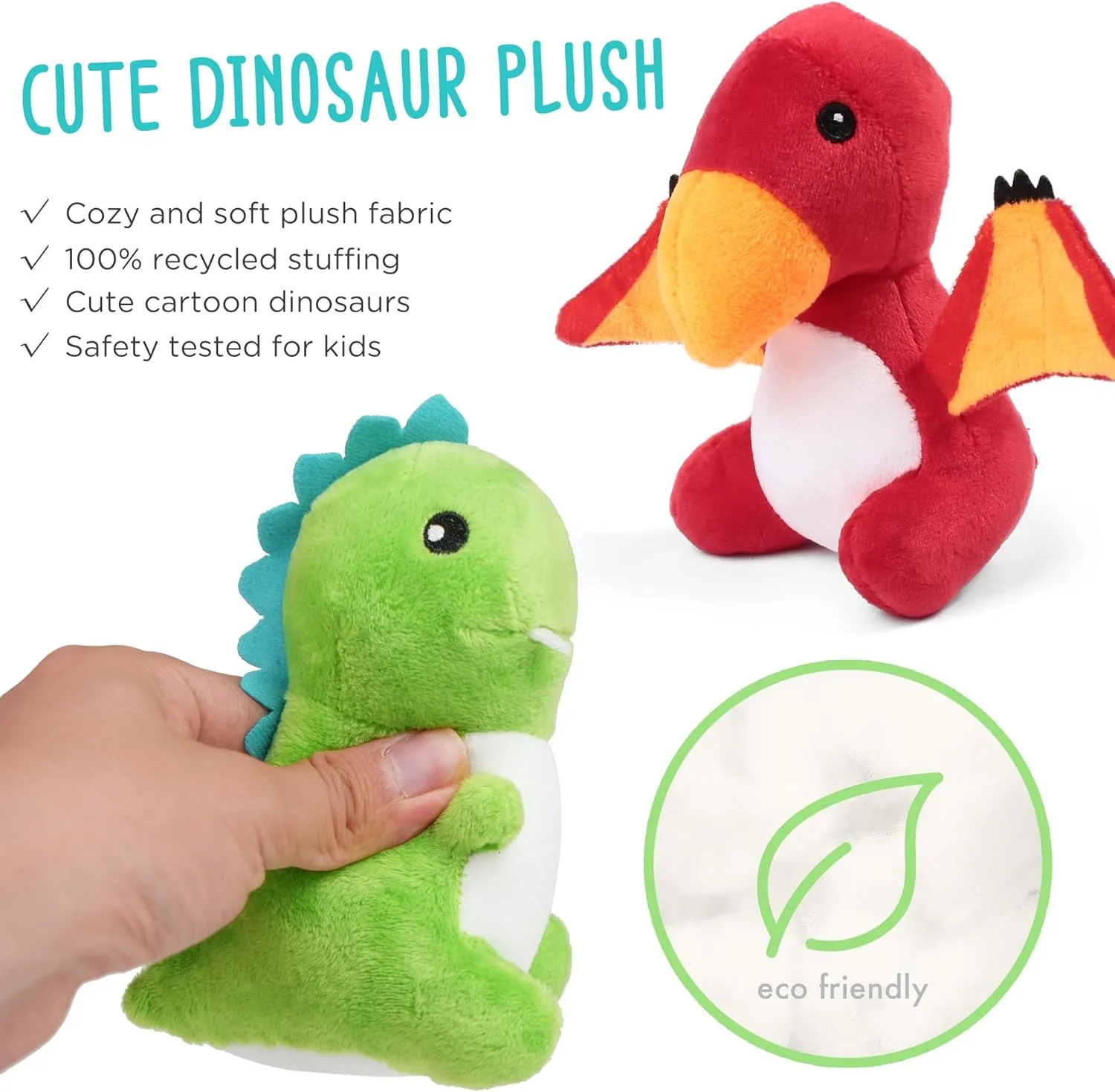 BenBen Dinosaur Stuffed Animals, 5 Small Dinosaur Plush Dolls and Egg Bag Toys Set, Dino Plushies, Cute Stuff for Kids Girls Boys, Baby Shower, Easter Basket Stuffers