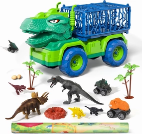 Bennol Toddler Boys Toys Gifts for 2 3 4 5 Years Old Boys, Dinosaur Trucks Toys for Kids 2-4 3-5 Years with 8 Dino Figures, 3 Pull Back Dinosaur Cars, Play Mat, Dinosaur Playset Gifts for Boys Girls