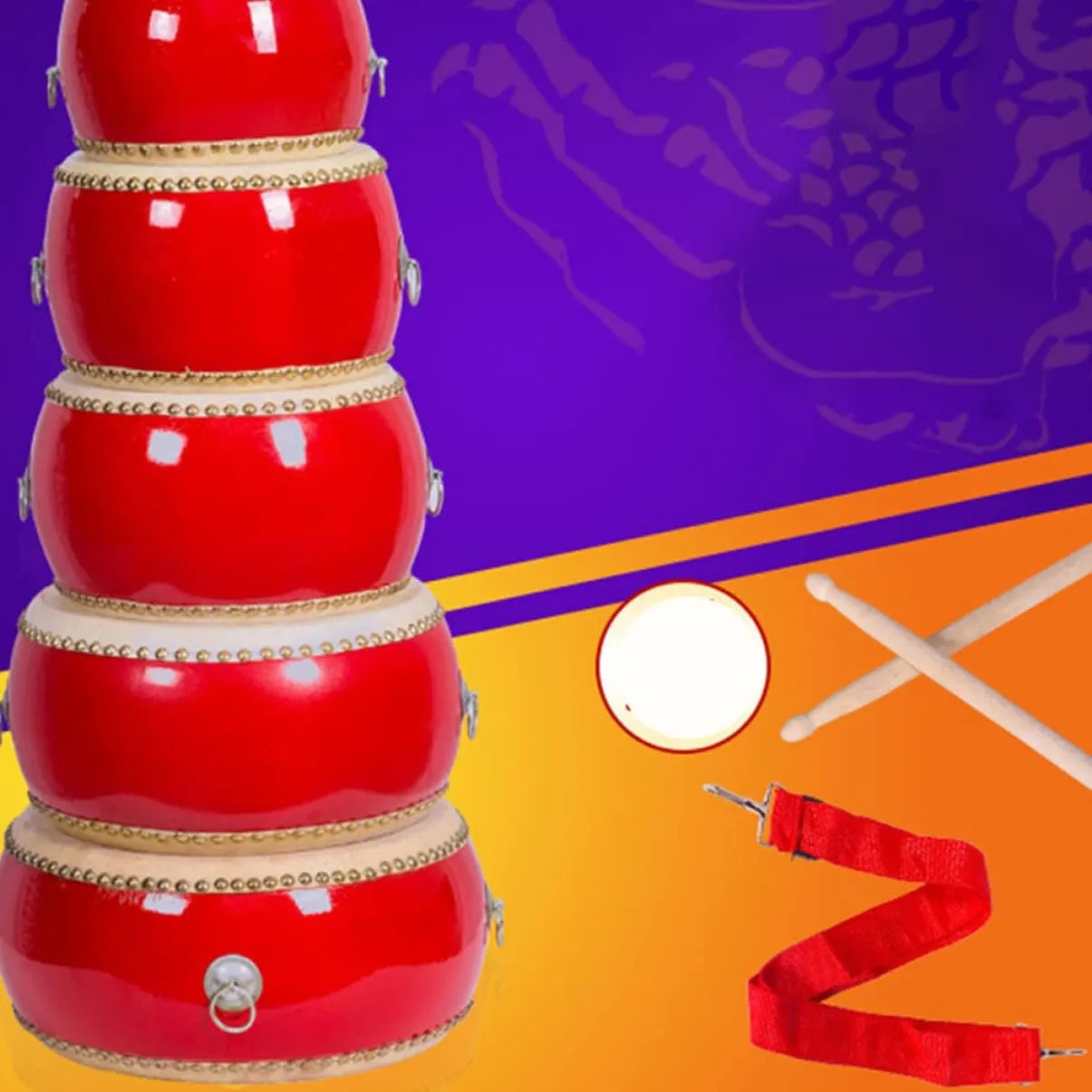 BESPORTBLE Drum Wooden Percussion Instrument for Music with Sticks and Strap Develops Hand Eye Coordination and Music Sense