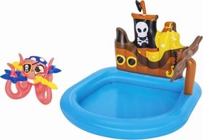 Bestway Ships Ahoy Water Play Centre | Kids Pirate Inflatable Water Park, Garden Toys with Octopus Ring Toss for Kids and Toddlers, Ages 2 