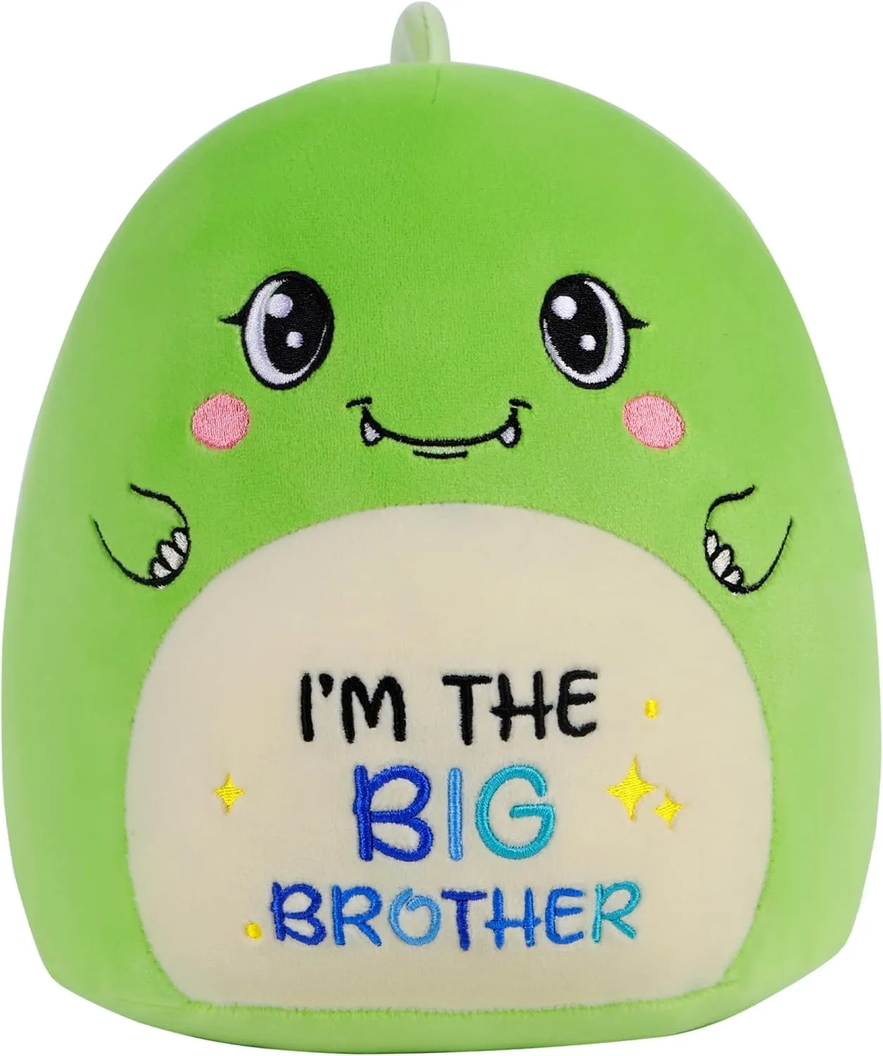 Big Brother Dinosaur Stuffed Animals: 9-Inch Cute Green Dinosaur Plush Toys, I’m The Big Brother Plushie Pillows, New Sibling Gifts for Boys Baby Shower Present