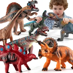 Big Dinosaur Toys for Kids 3-5, 7 Piece Realistic Soft Dinosaur Figures, Jumbo Dinosaur Toys for Kids 5-7, Dinosaur Party Favors, Birthday Gifts for Boys & Girls