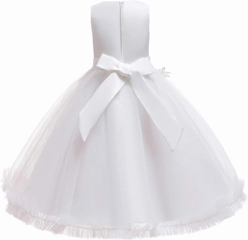 Big Girl Flower Lace Princess Tulle Long Dress for Kids Prom Formal Pageant Dance Gown