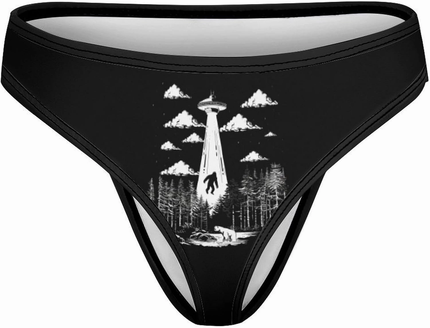 Bigfoot Water Monster Forest Women's Thong Ice Silk Stretch Low Rise Underwear Bikini Underwear Panty
