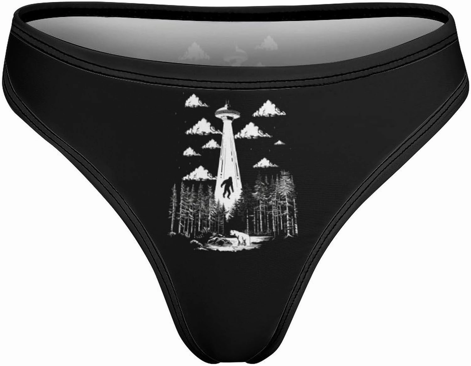 Bigfoot Water Monster Forest Women's Thong Ice Silk Stretch Low Rise Underwear Bikini Underwear Panty