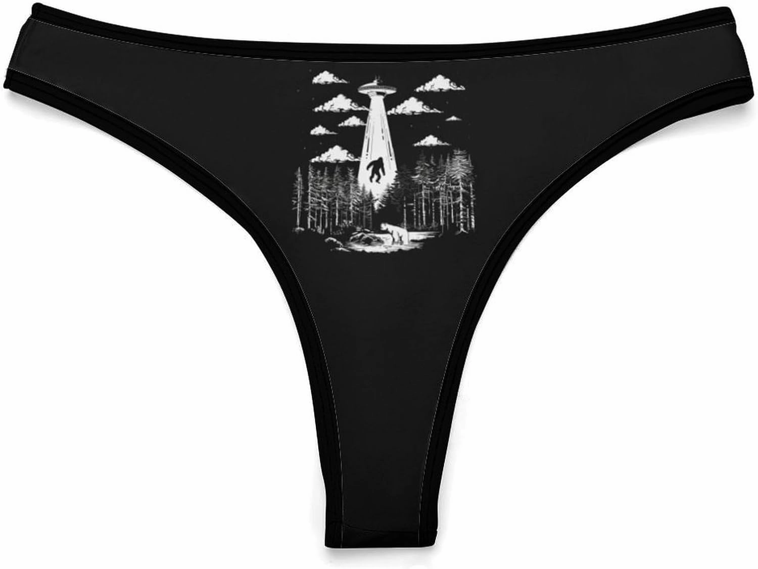Bigfoot Water Monster Forest Women's Thong Ice Silk Stretch Low Rise Underwear Bikini Underwear Panty