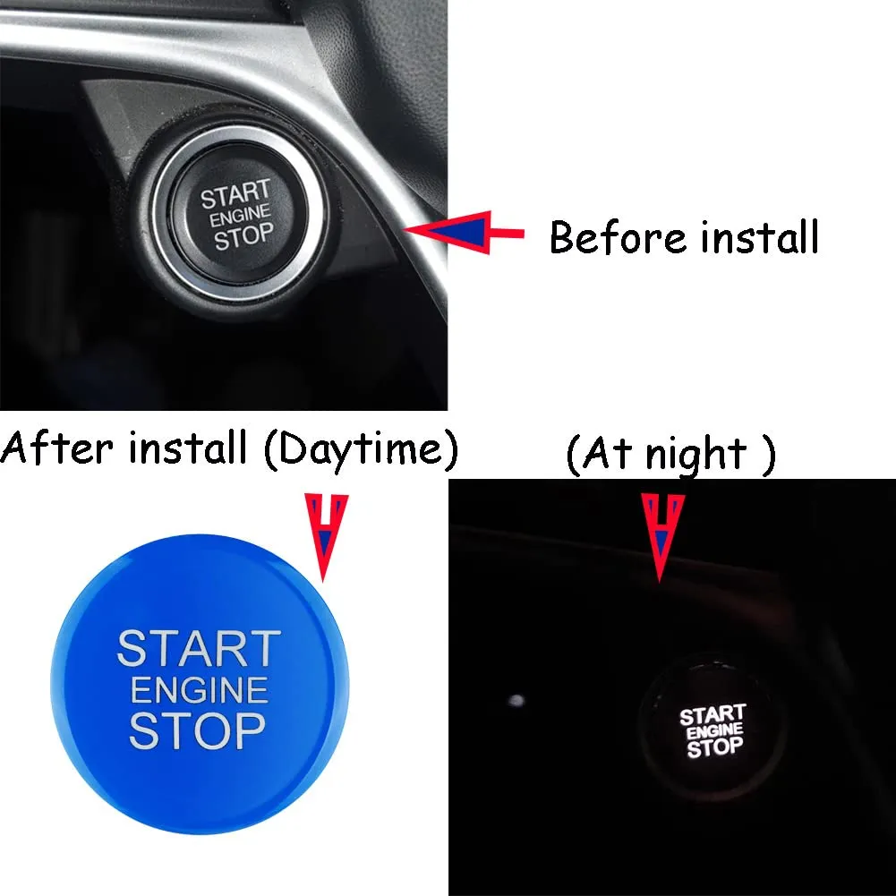 Blue ABS Car Engine Start Stop Switch Button Cover Trim Replacement for Alfa Romeo Giulia Stelvio 2017 2018 2019 2020