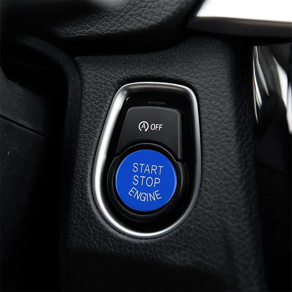 Blue Start Stop Engine Switch Button Cover for BMW 1 2 3 5 X1 X5 X6 Series F Chassis F20 F21 F22 F30 F35 F10 F18 Etc with Off Button