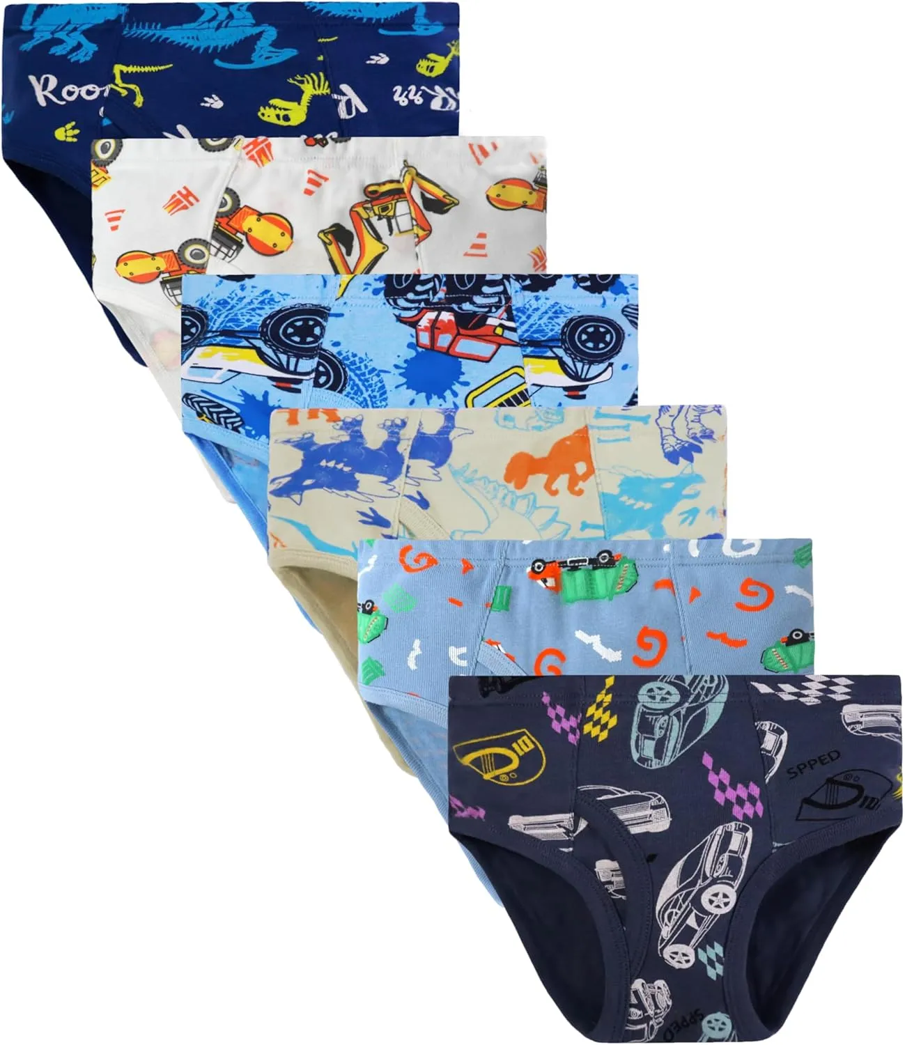 Boboking 100% Cotton Little Boys Briefs Soft Dinosaur Truck Toddler Underwear